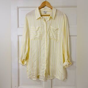 Cato Butter Yellow and White Striped Button Down Shirt Size XL